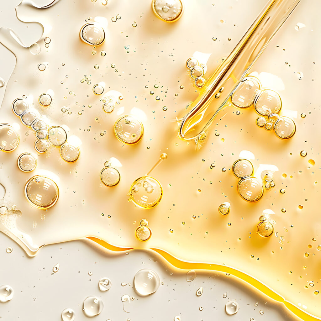 Goldene Wirkstofftextur mit Astaxanthin zum Schutz der Haut vor freien Radikalen und oxidativem Stress